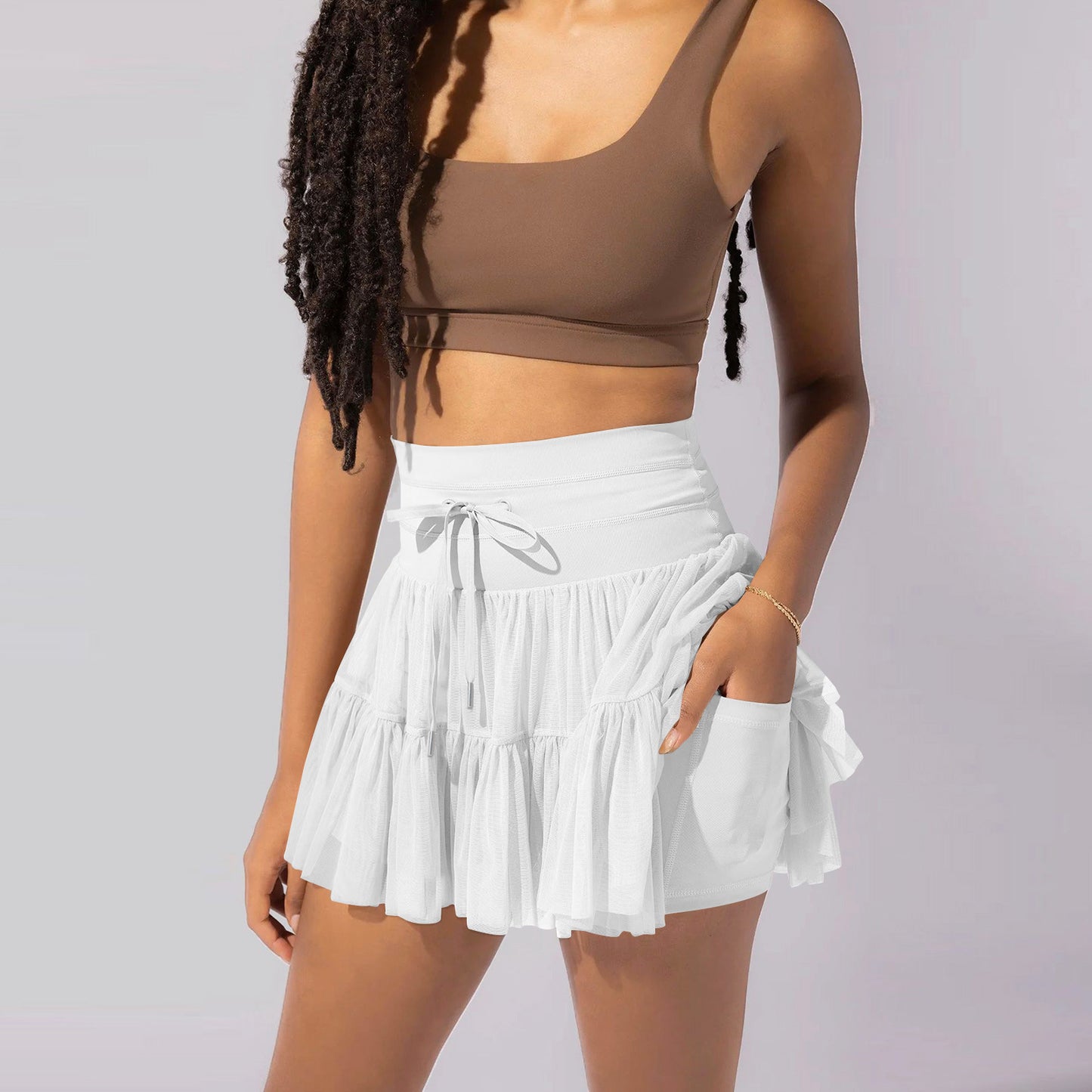 High Waist Dress With Anti-exposure Safety Pants