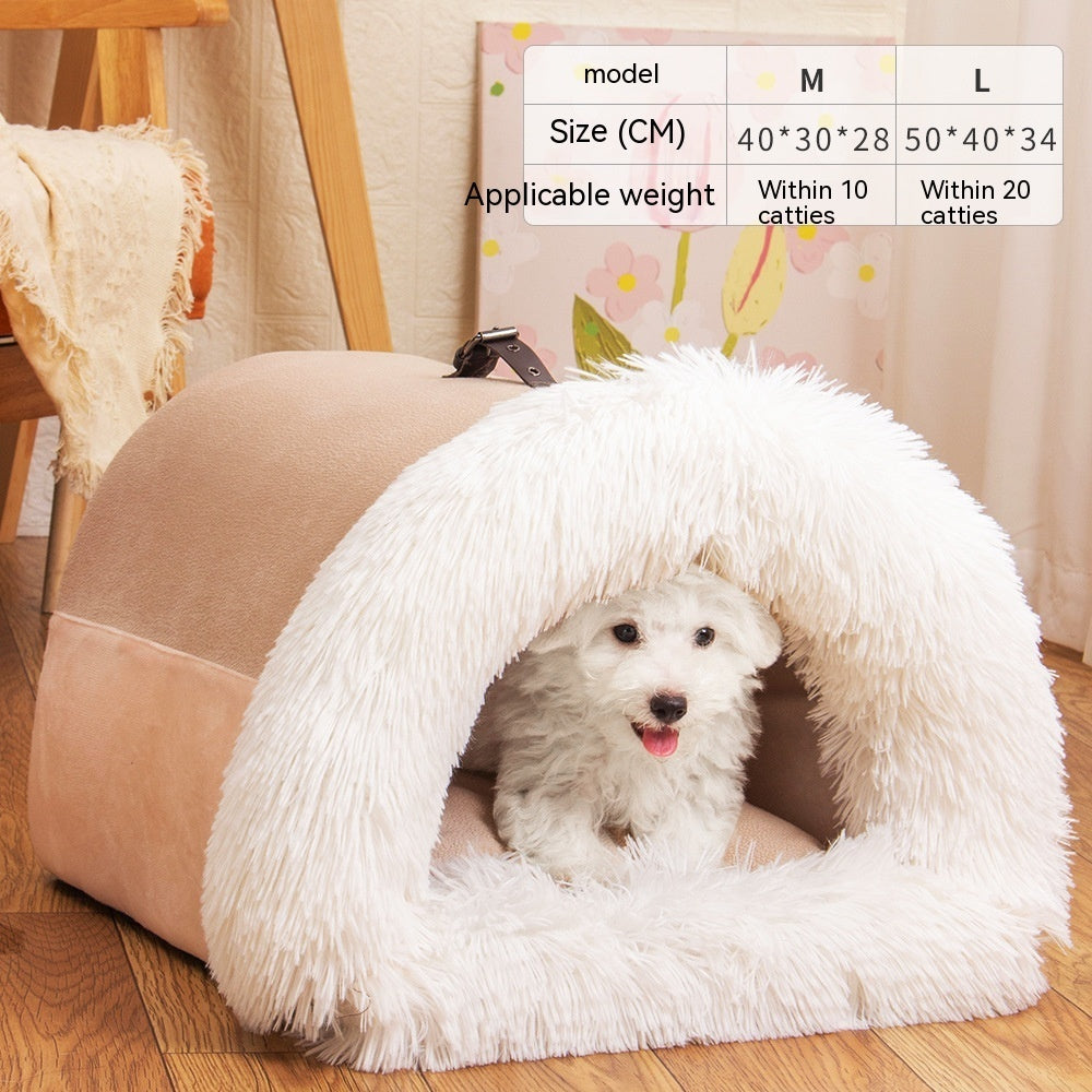 New Splice Portable Pet Nest Portable Autumn And Winter Warm Dog Nest Moisture-proof Long Fur Cat Nest Cross Border Pet Nest - Swefashionstore