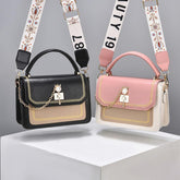 Wide Shoulder Strap Embroidery Thread Contrast Color Large Capacity Shoulder Bag - Swefashionstore