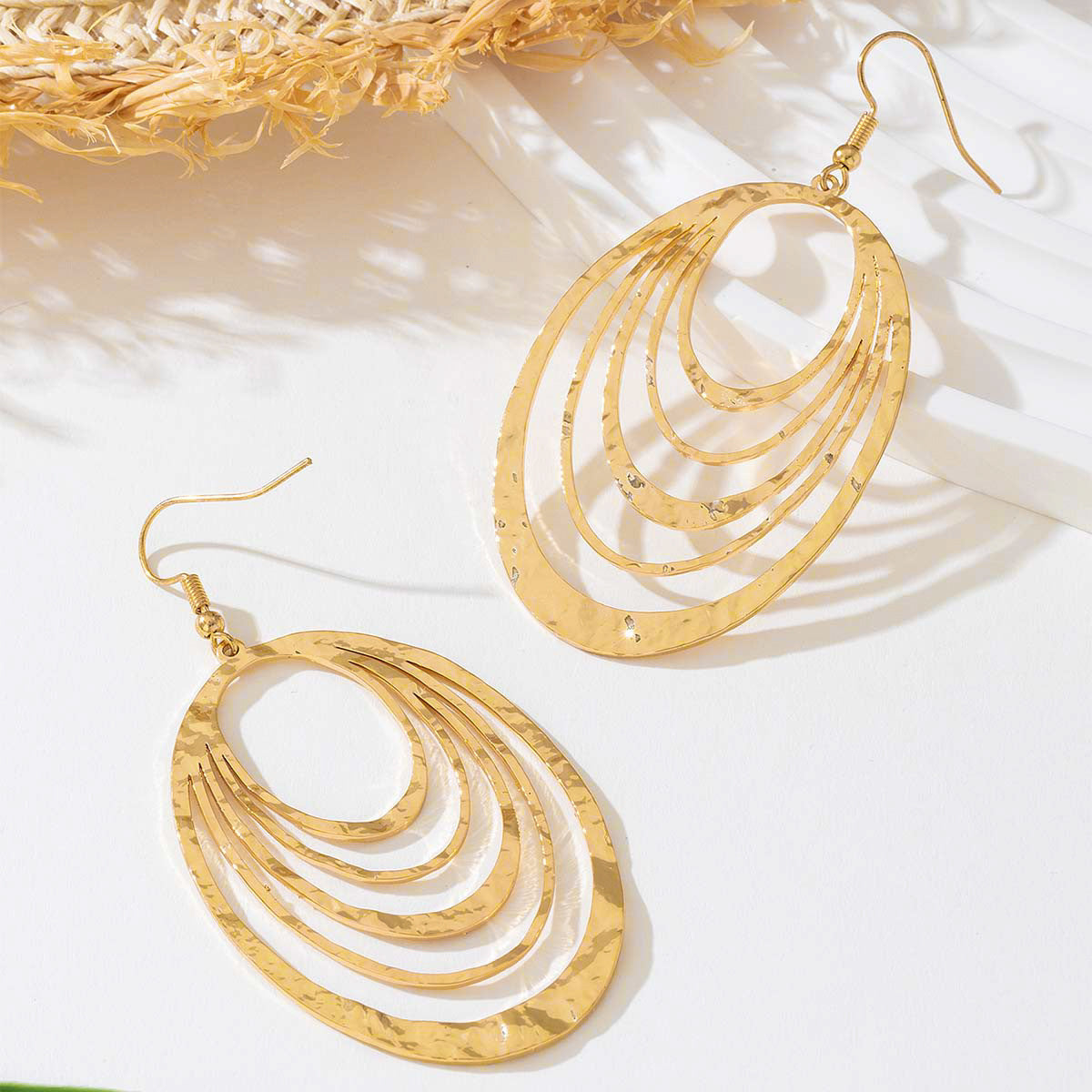 European Fashion Elegant 3 Layer Hollow Earrings