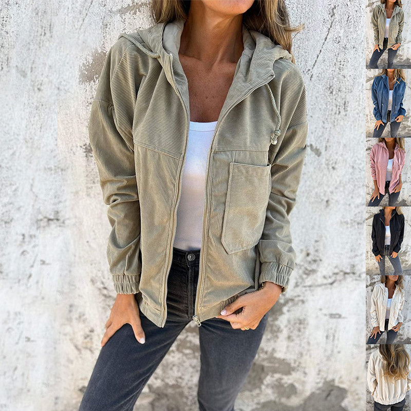 Hooded Zip-up Jacket With Pockets - Swefashionstore