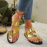Round-toe Sandles Toe Covering Comfortable Flat Sandals - Swefashionstore