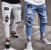 Knee hole Denim zipper feet Jeans - Swefashionstore