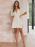 ELEGANT Summer Waist Trimming Dress V-Neck Lantern Sleeve - Swefashionstore