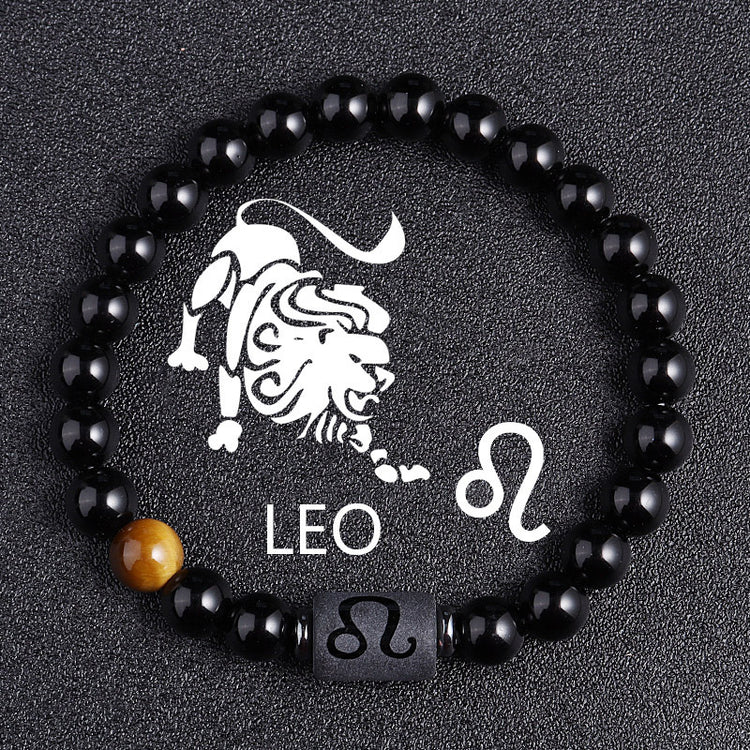 Twelve Constellation Black Glass Tiger-eye Bracelet - Swefashionstore