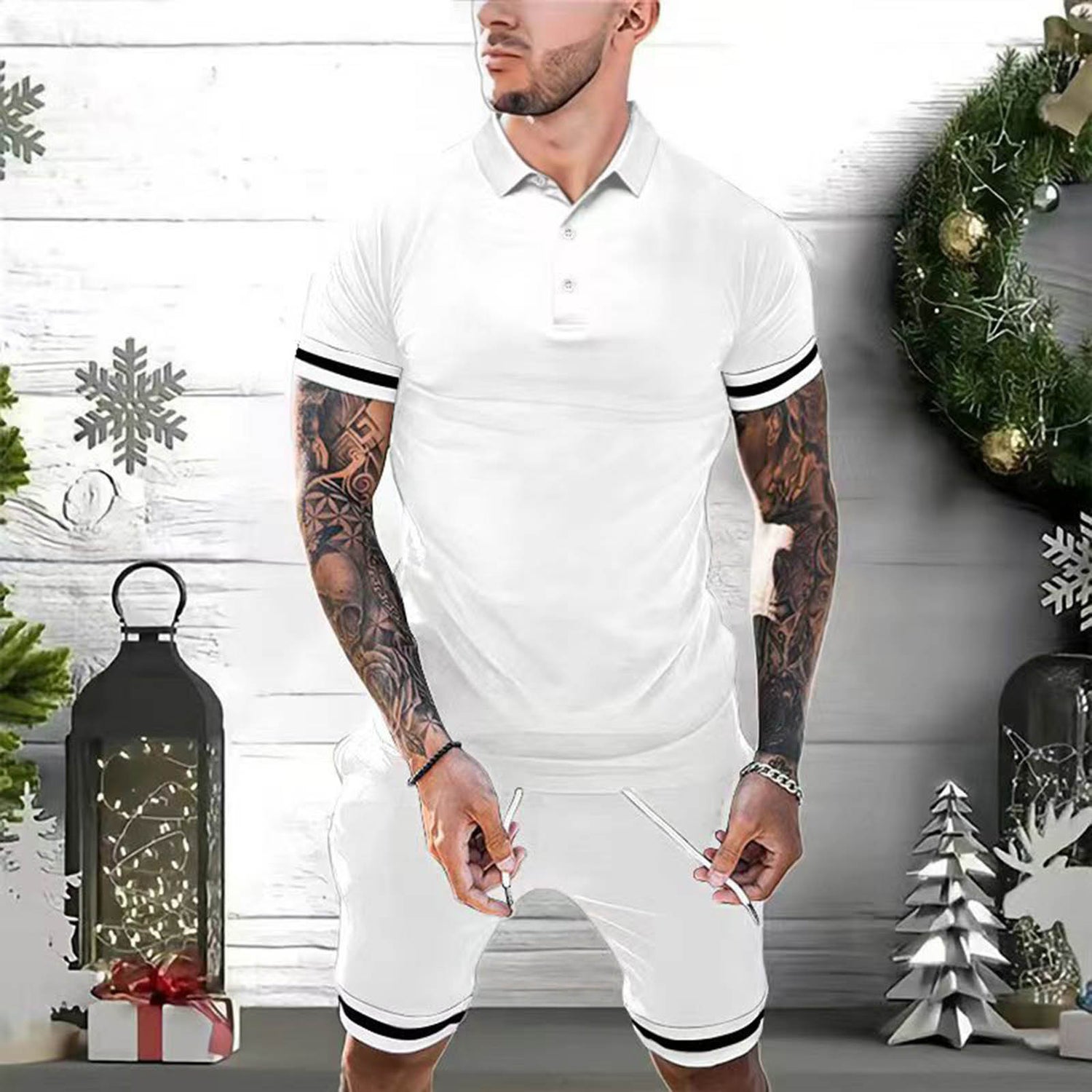 Mens Short Sets 2 Piece Outfits Polo Shirt - Swefashionstore
