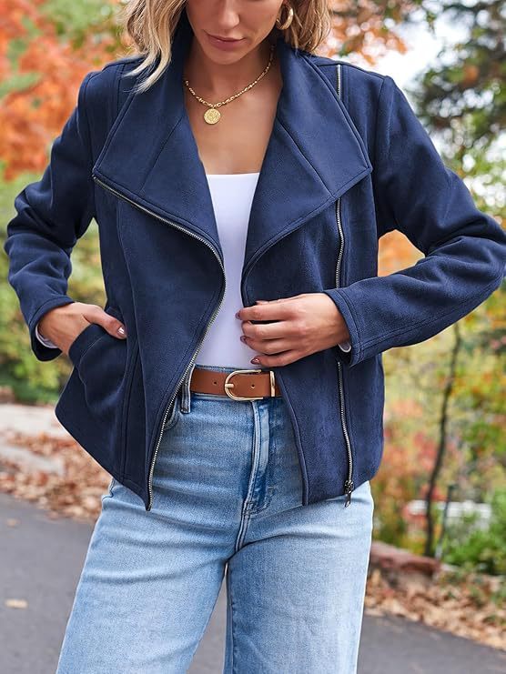 Fashion Casual Short Motorcycle Suede Jacket - Swefashionstore