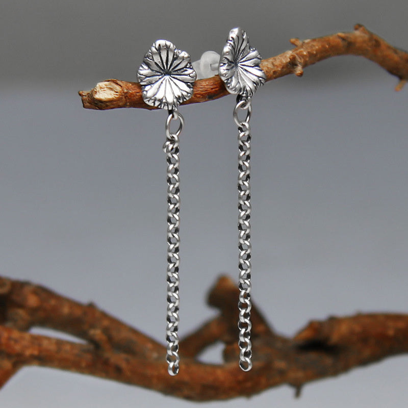 925 Sterling Silver Long Tassel Stud Earrings - Swefashionstore