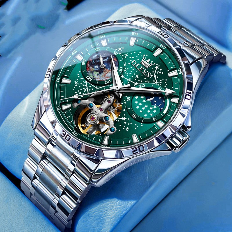 Fashion Starry Sky Mechanical Watch Business Hollow Waterproof Men - Swefashionstore