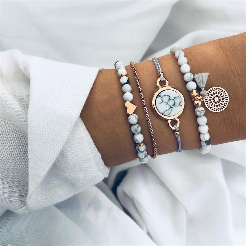 BESTSELLER PERLENKETTE Armband SET Fußkettchen