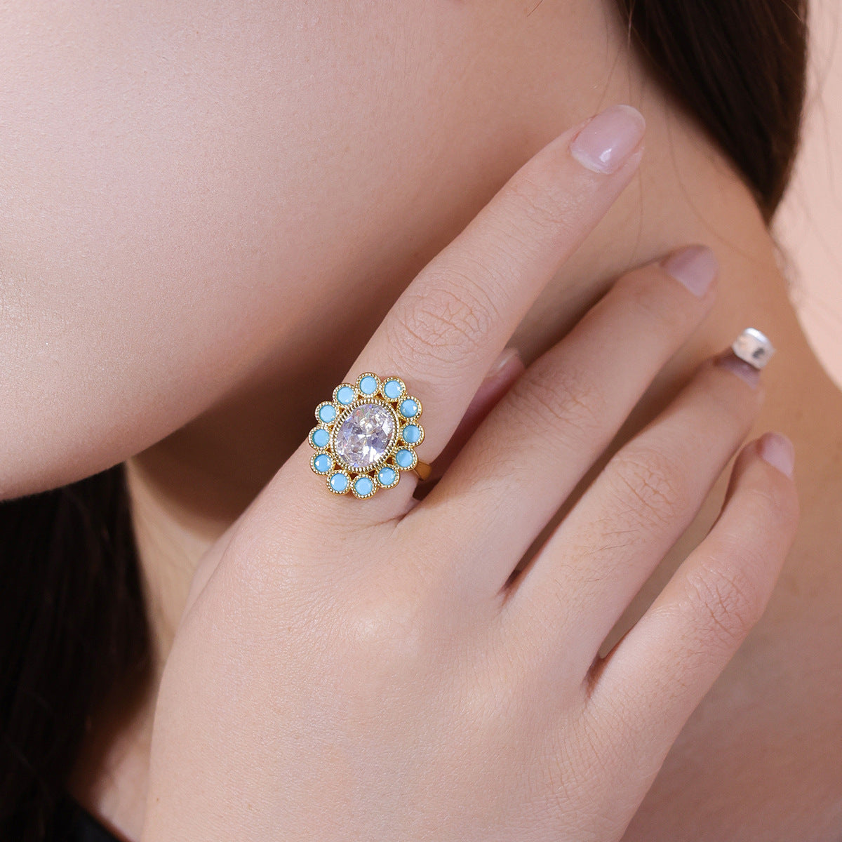 Retro Affordable Luxury Elegant Turquoise High-grade All-match Small Ring - Swefashionstore