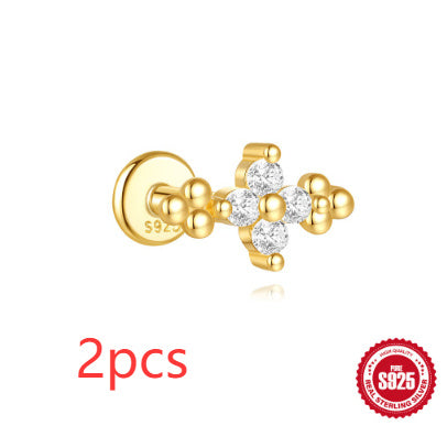 S925 Sterling Silver Moon Diamond Embedded Star Ear Rings - Swefashionstore