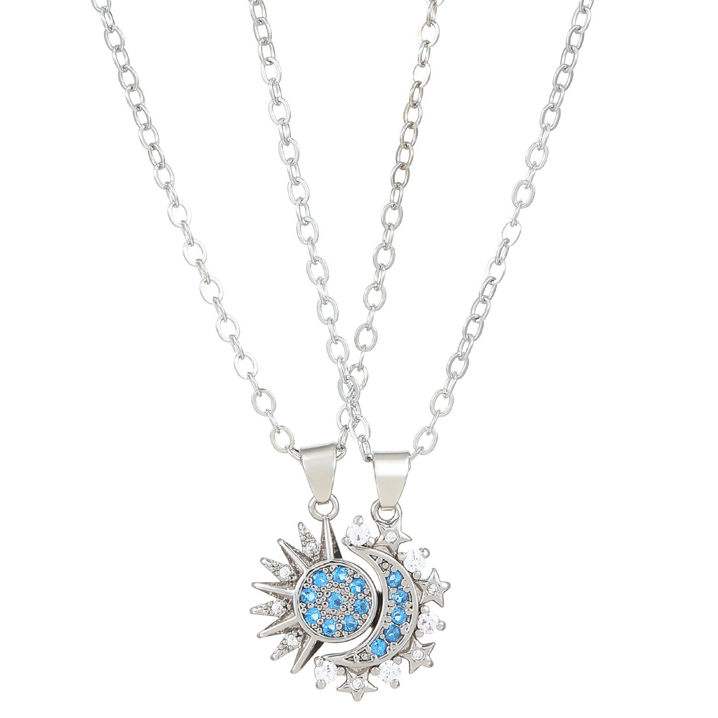 2pcs Necklace Sun And Moon Magnetic Pendant