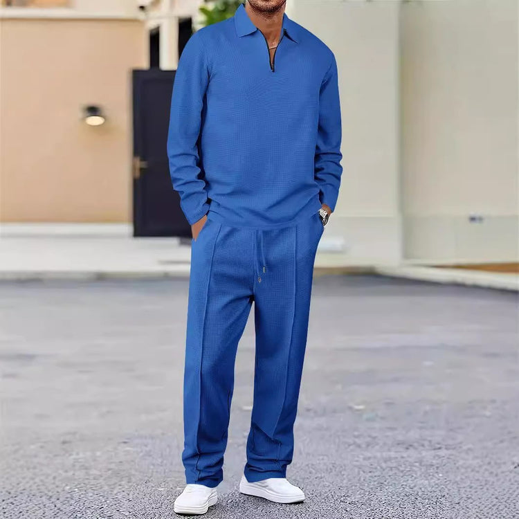 Lapel Long-sleeve Zipper Trousers Casual Suit - Swefashionstore