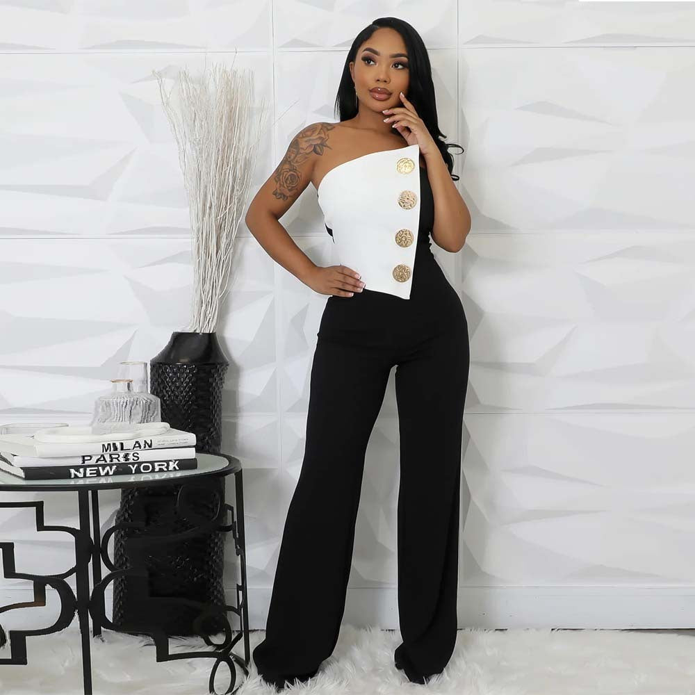 Damen Button JUMPSUIT Pendlerstil