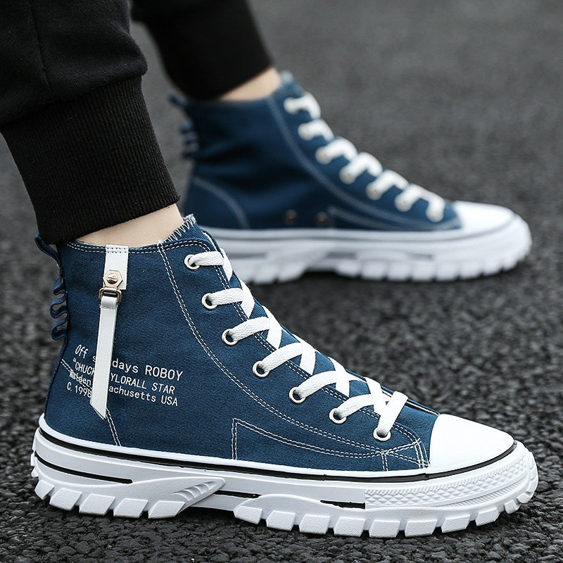 Atmungsaktive Freizeitschuhe aus Canvas mit dicker Sohle