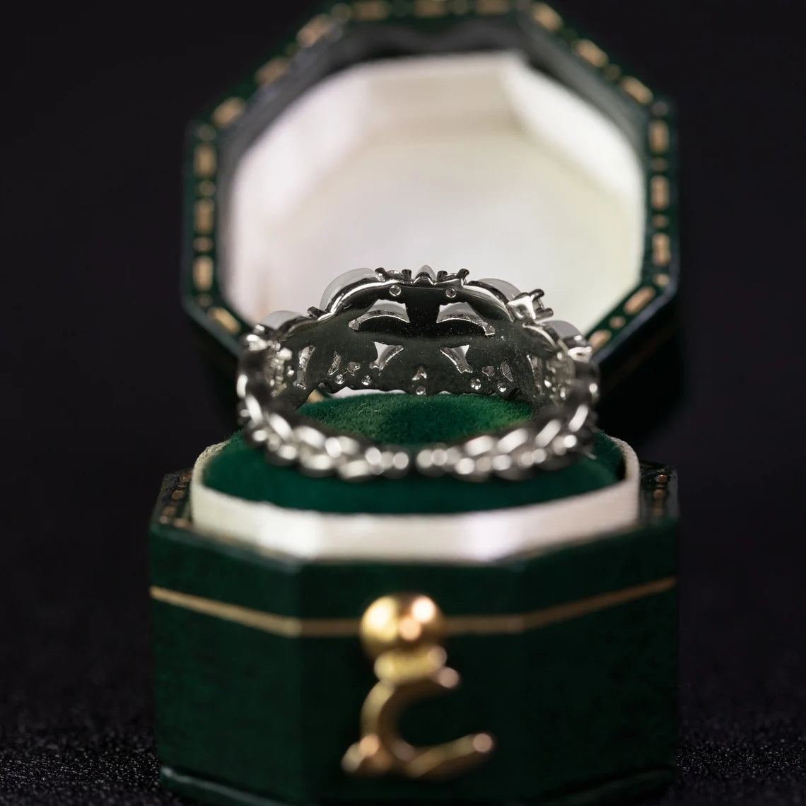 Floral Wedding Ring Band for Women in 18K, 14K Gold & S925 Silver with Diamond - Swefashionstore