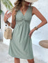 NEW FASHION V-neck Knot Sleeve-less Design Pleated Dress - Swefashionstore