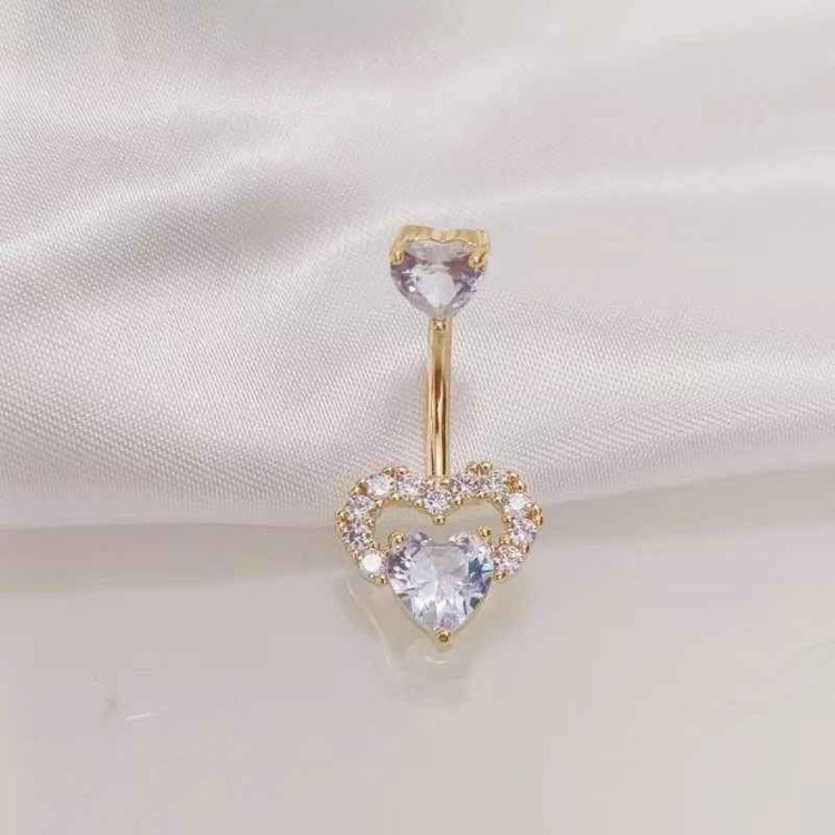 Hot Sale  Zirconium Loving Heart Zircon Navel Stud