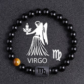 Twelve Constellation Black Glass Tiger-eye Bracelet - Swefashionstore