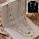 Retro Multi-layer Pearls Necklace Fashion Long Sweater Chain Versatile Accessories For Women - Swefashionstore