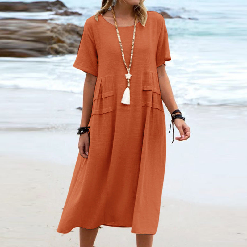 Damen Sommer Lockeres Lässiges MIDI-Kleid