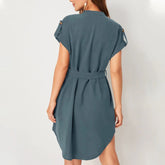 V-neck Short Sleeve Dress For Women - Swefashionstore