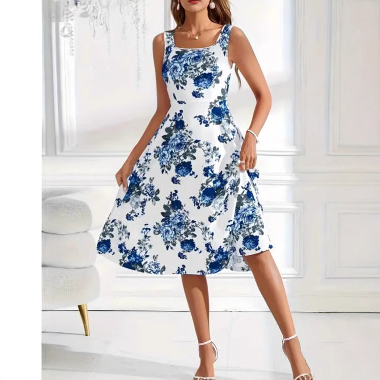 SLIM-FIT Suspender Dress Fashionable Flower Print - Swefashionstore