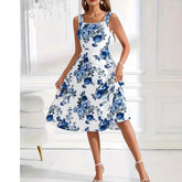 SLIM-FIT Suspender Dress Fashionable Flower Print - Swefashionstore