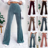 High Waist Lamp Wick Corduroy Bell-bottom Pants Wide Leg Women - Swefashionstore
