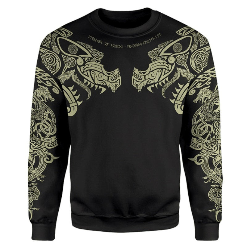 New Viking Tattoo D Printed Men hoodies Harajuku Fashion - Swefashionstore