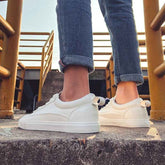White Shoes for Men: Breathable Four Seasons Footwear for Teenagers in Pure White - Swefashionstore