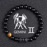 Twelve Constellation Black Glass Tiger-eye Bracelet - Swefashionstore