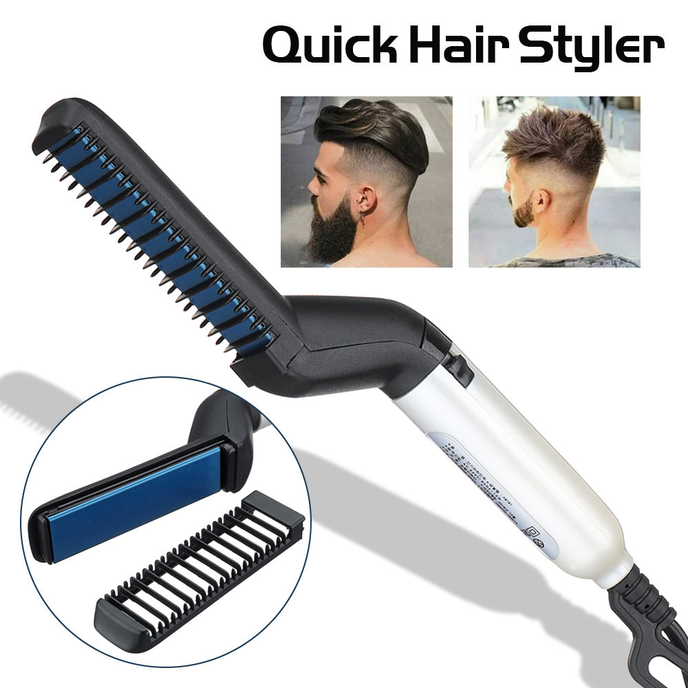 Electric Hair Straightener Brush, Men Quick Beard Straightener Style Comb