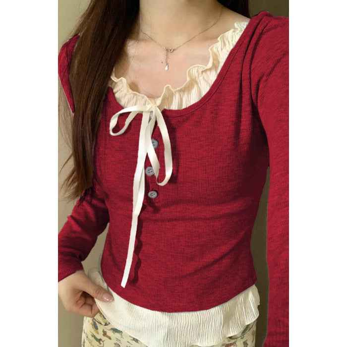 Pure Desire Lace Inner Match Bottoming Shirt for Effortless Style - Swefashionstore