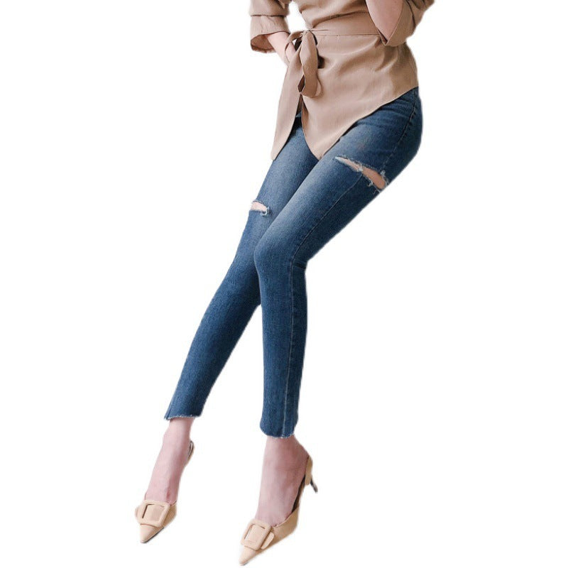 Temperament zerrissene Hose Bleistift Skinny Low-Waist Jeans