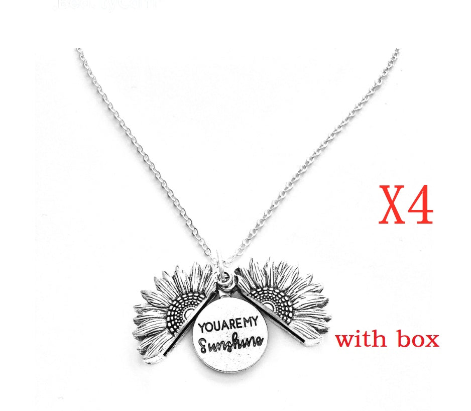 Sunflower Double Lettering Necklace - Swefashionstore
