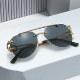 Rimless Leopard Head Sunglasses Women Men&