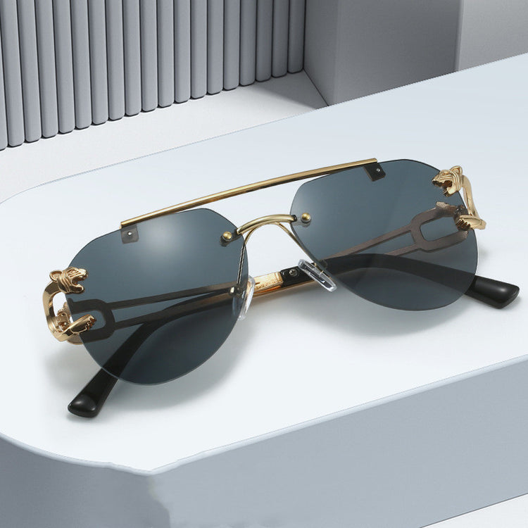 Rimless Leopard Head Sunglasses Women Men&