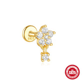 S925 Sterling Silver Moon Diamond Embedded Star Ear Rings - Swefashionstore