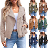 Fashion Casual Short Motorcycle Suede Jacket - Swefashionstore