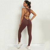 Yoga Jumpsuit with V-shaped Back Design Sleeveless for Ultimate Comfort and Flexibility - Swefashionstore