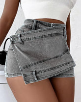 Y2K STREET Vintage DENIM A-Line Skinny MINI Skorts Skirt - Swefashionstore