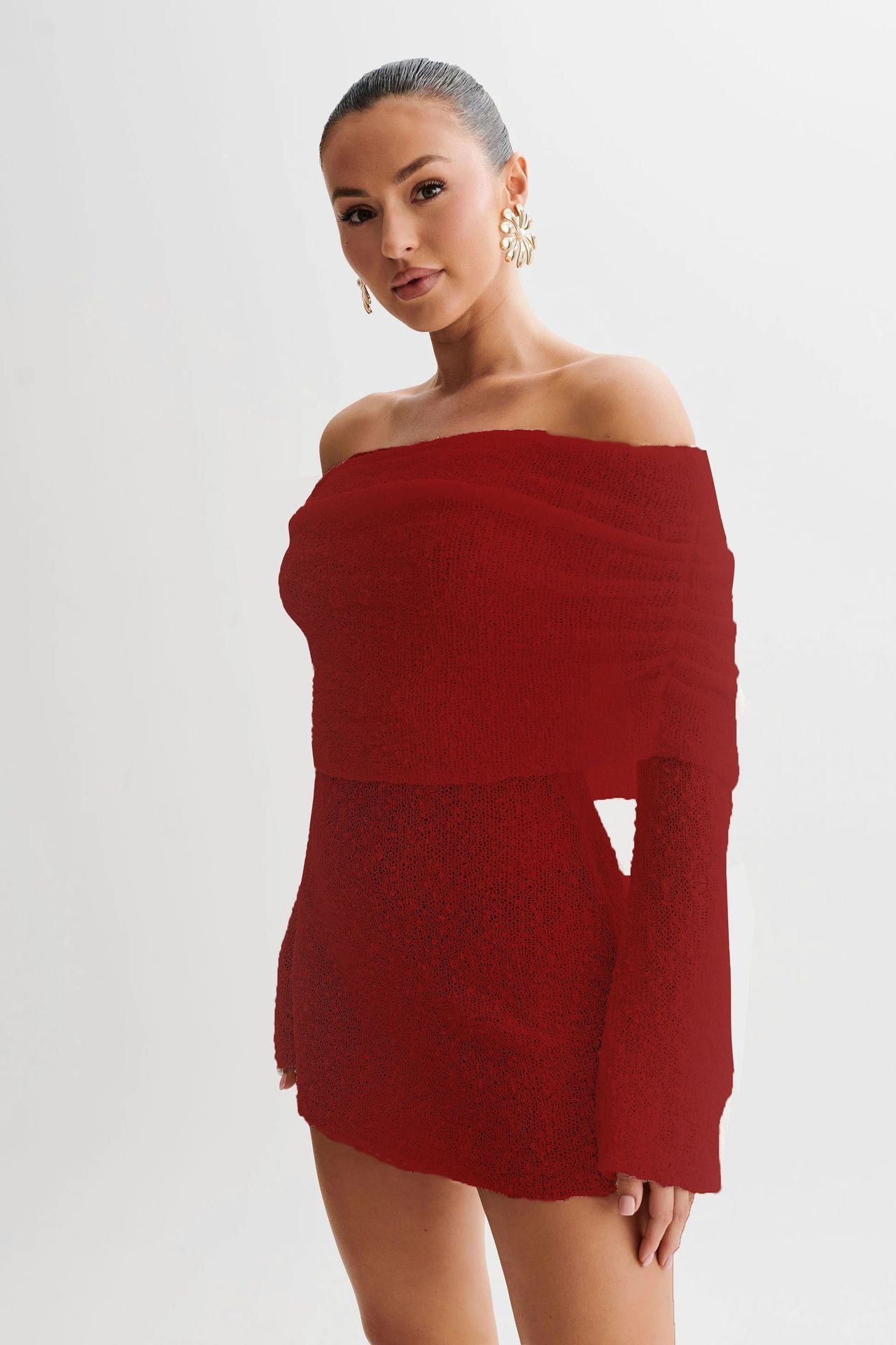 New Summer Knitted Dress Elegant Stylish Mini Neck Dress