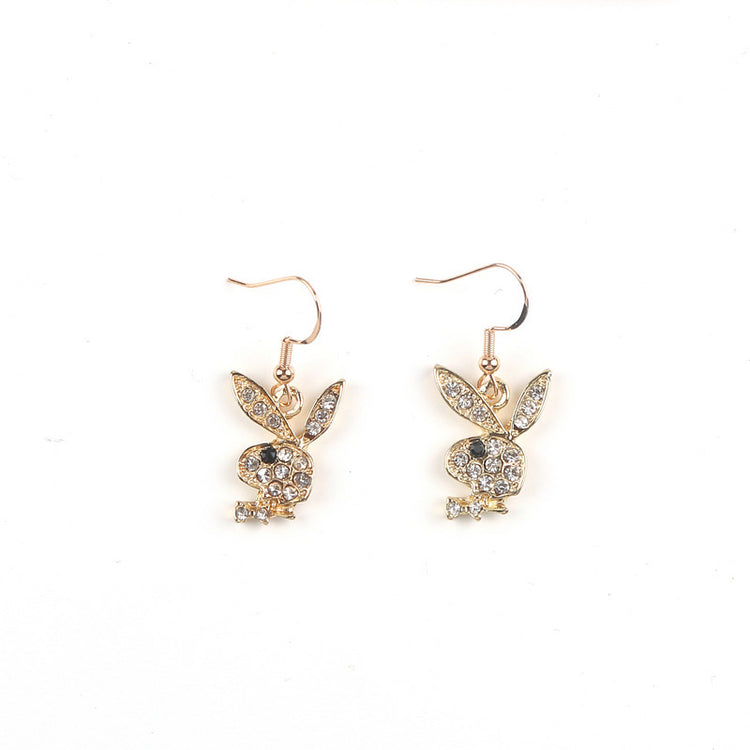 Cute Full Diamond Rabbit Stud Earrings Women - Swefashionstore