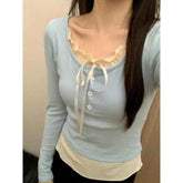 Pure Desire Lace Inner Match Bottoming Shirt for Effortless Style - Swefashionstore