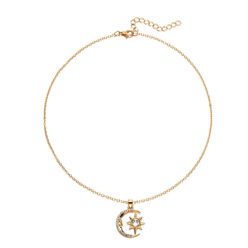 9 Moon Star Zircon Pendant Necklace