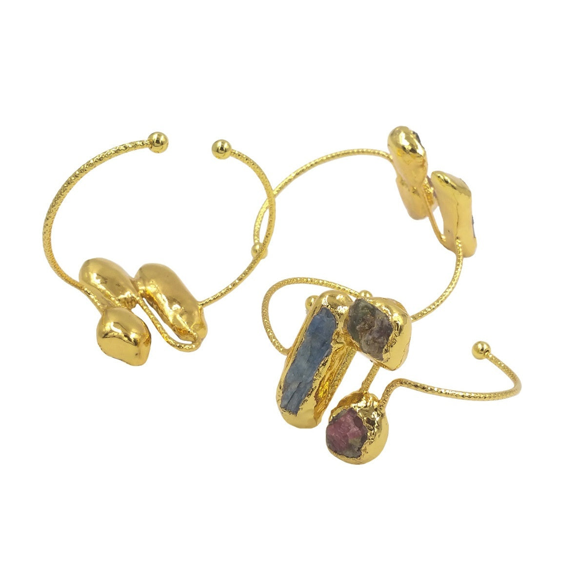 Verstellbares Armband mit unregelmäßigem Turmalin-Blaustein im klassischen Design