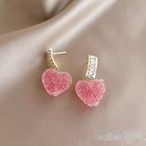 Love Is Full Of Peach Heart Earrings Temperament And High Sense - Swefashionstore