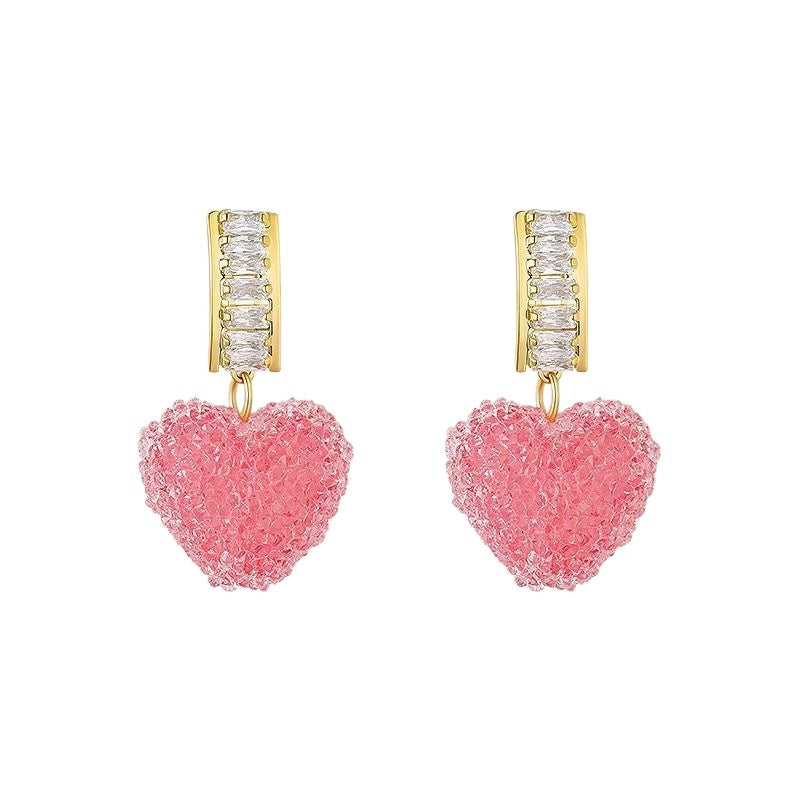 Love Is Full Of Peach Heart Earrings Temperament And High Sense - Swefashionstore